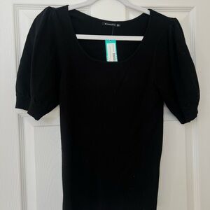 Women's Black Puff Sleeve Top